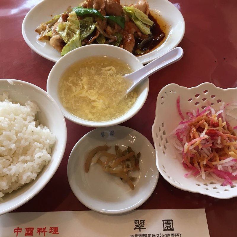 Aランチ、キャベツとピーマンの辛味噌炒め(翠園 （スイエン）)