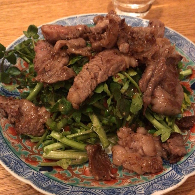 A4和牛とクレソンのサラダ(なかめのてっぺん 丸の内)