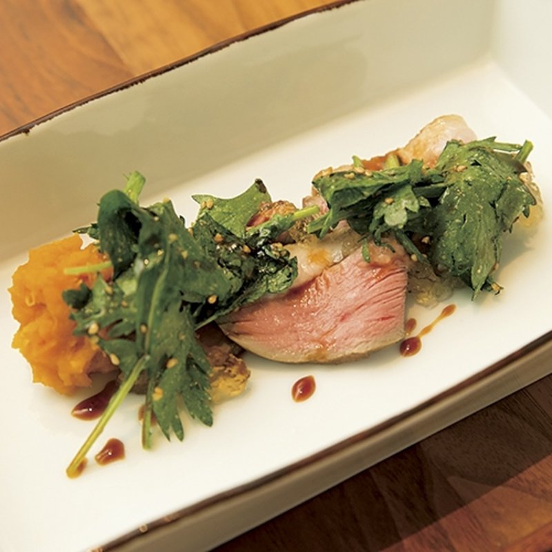 鴨ロースとかぼちゃ春菊のサラダ(幸せ三昧)