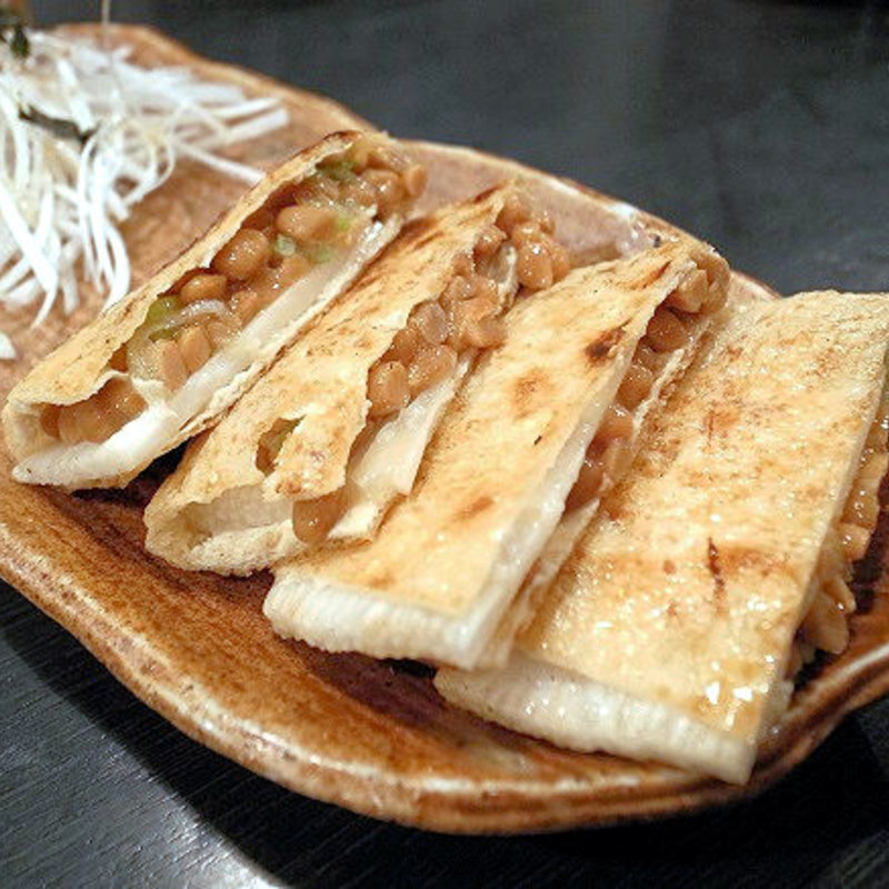 納豆と長芋のキツネ焼(串焼たつ )