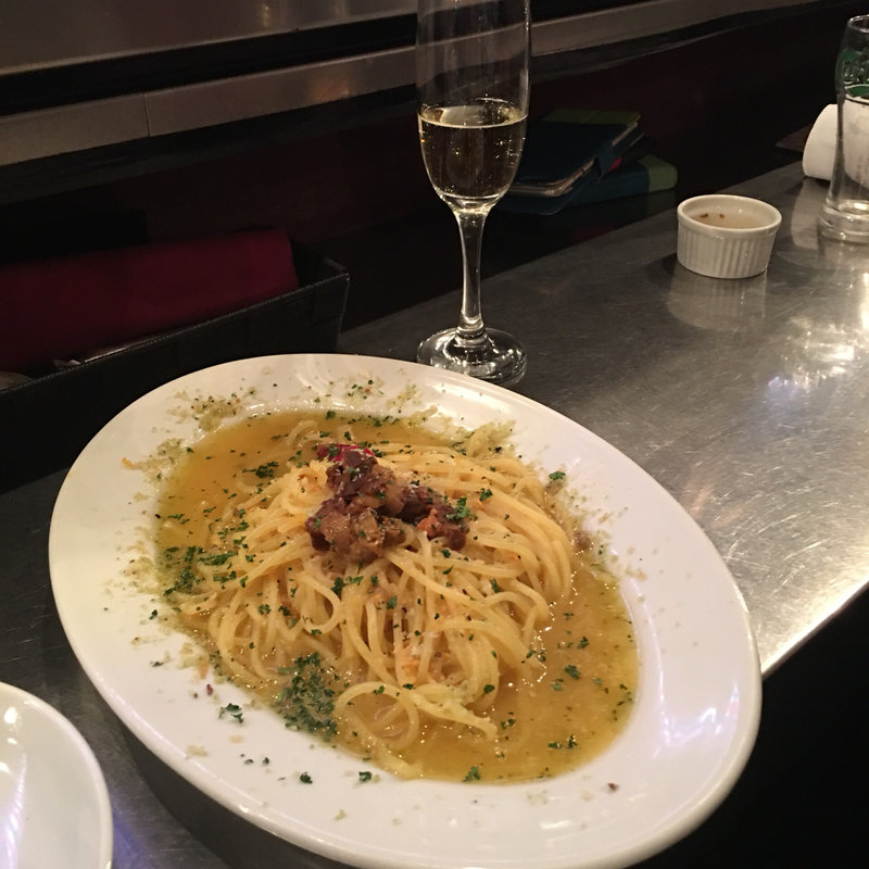 根室産生雲丹とカラスミのスパケッティ(ワインバル 八十郎 )