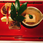 せいこ蟹と焼き鯖寿司と胡麻豆腐
