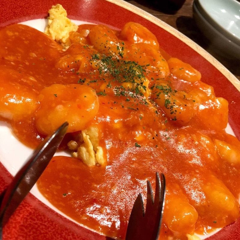 フレッシュトマトと卵のエビチリ(直家 )