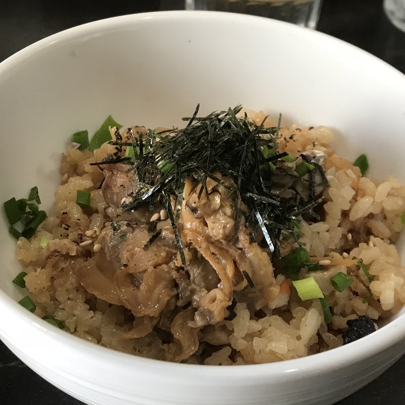 貝出汁の炊き込みご飯(らぁめんこはく )