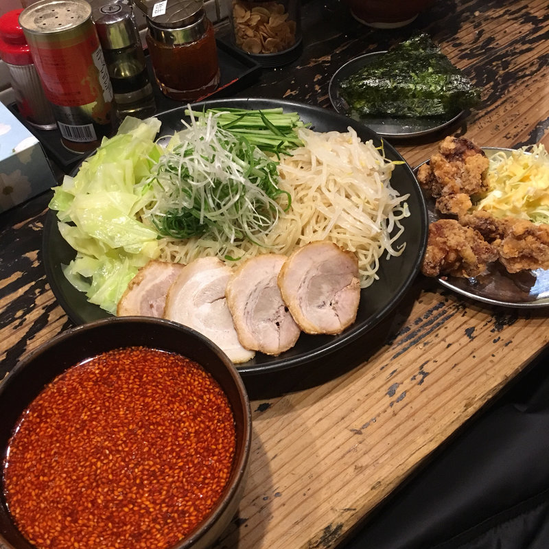 廣島つけ麺(冷)特 唐揚げセット(廣島つけ麺本舗ばくだん屋 名古屋店)