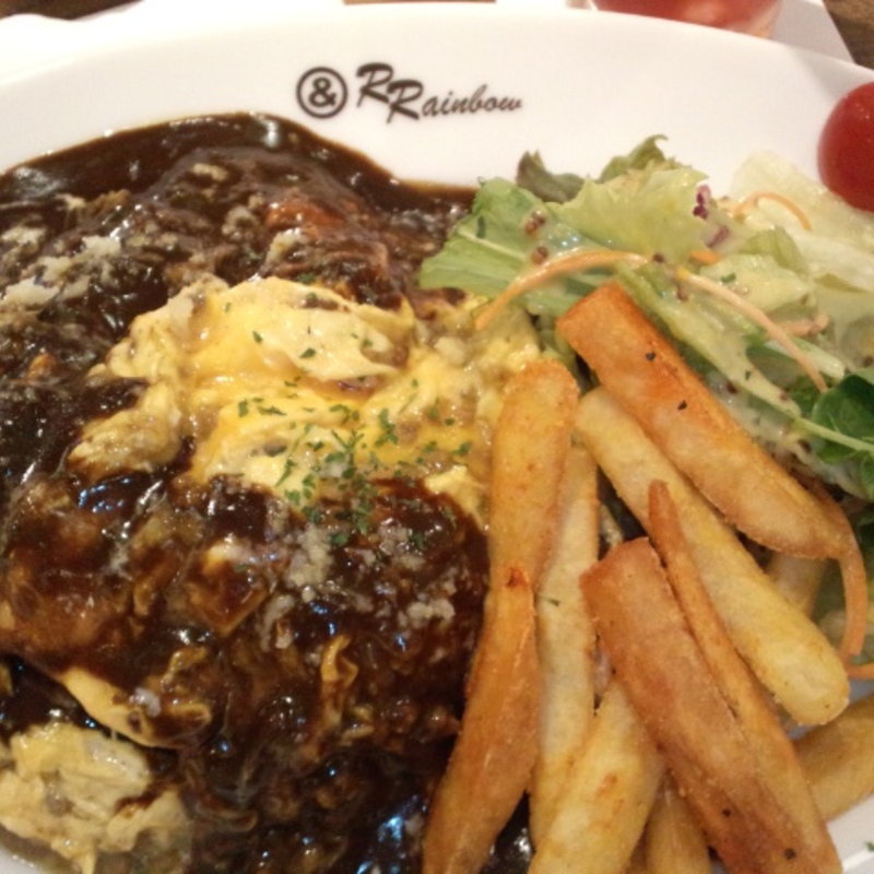 オムカツプレート(アンドダブルレインボー)