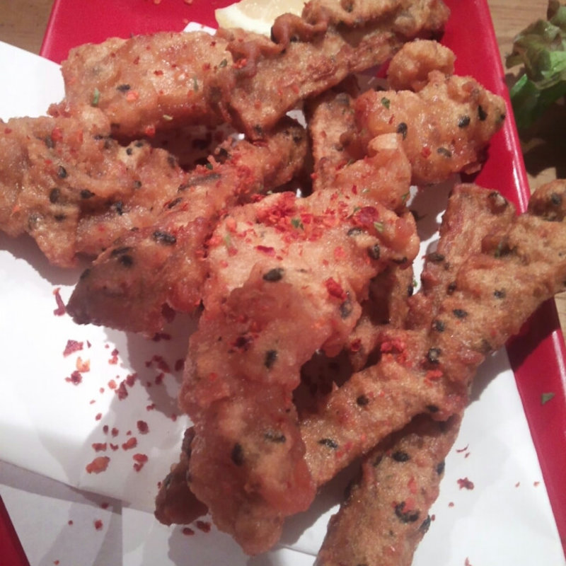 上ミノとごぼうの唐揚(スタンドGONTa)