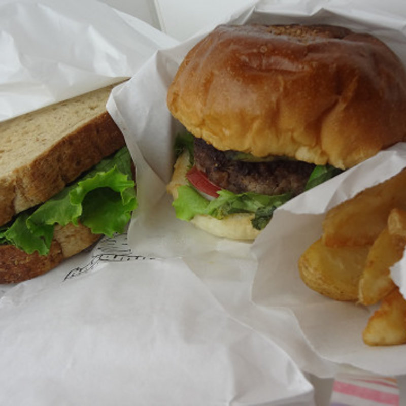 アボガドバーガーとサーモンとクリームチーズのサンド(BURGER’S CAFE hasamu)