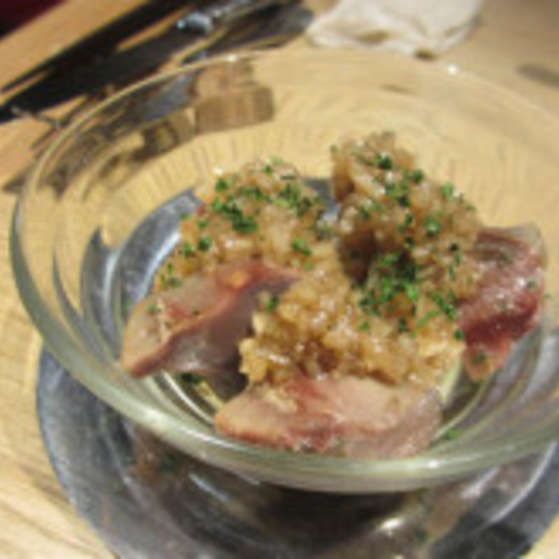 鴨砂肝コンフィのソテー エシャロットとシェリー酢のソース(RIZO)