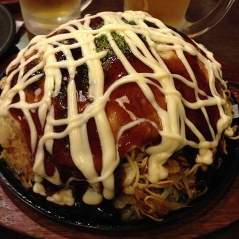 広島焼 麺入り大盛＋チーズトッピング(あかおに)