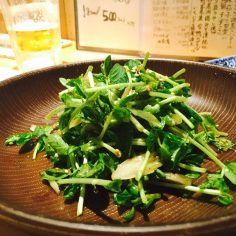 豆苗とミョウガのナムル(酒場 あじとよ屋)