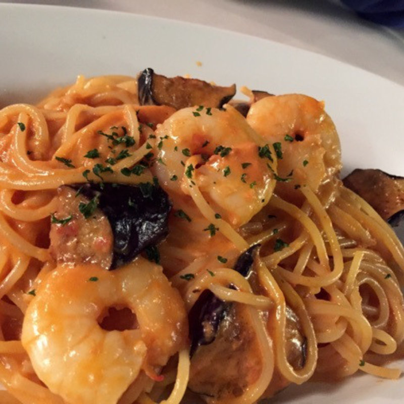 茄子と海老のトマトクリームスパゲッティーニ(アマーク ド パラディ ICC （アイシーシー）)