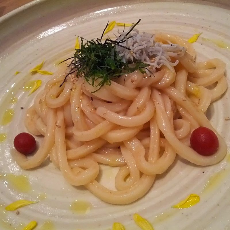 梅とじゃこのうどん(創作うどんとおでん あんぷく)