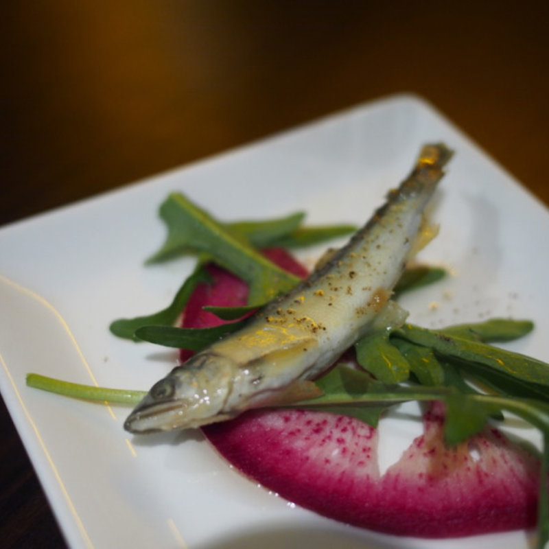 和歌山　稚鮎のコンフィ(イタリアンバール Orso)