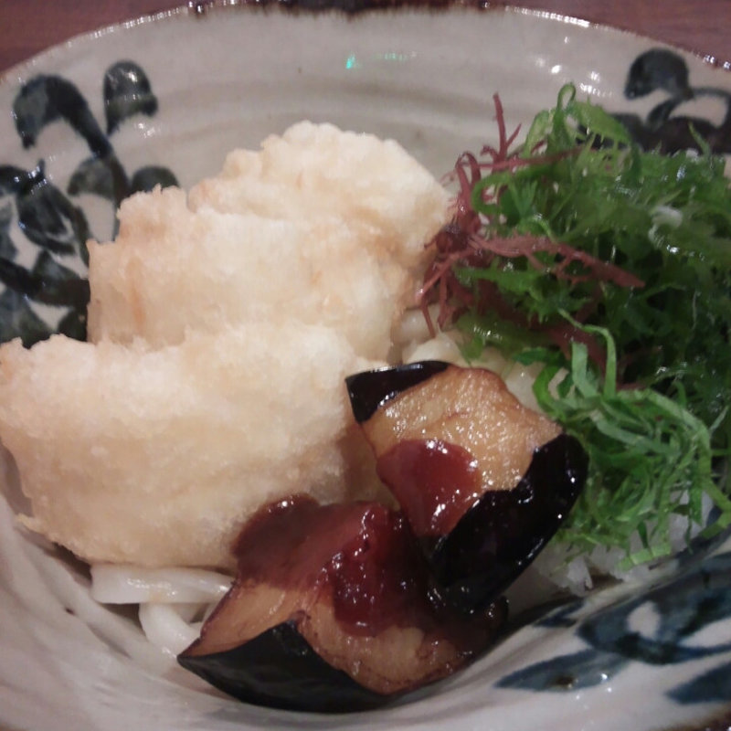 鱧と米茄子田楽ぶっかけうどん(伝統自家製麺 い蔵 岡本店)