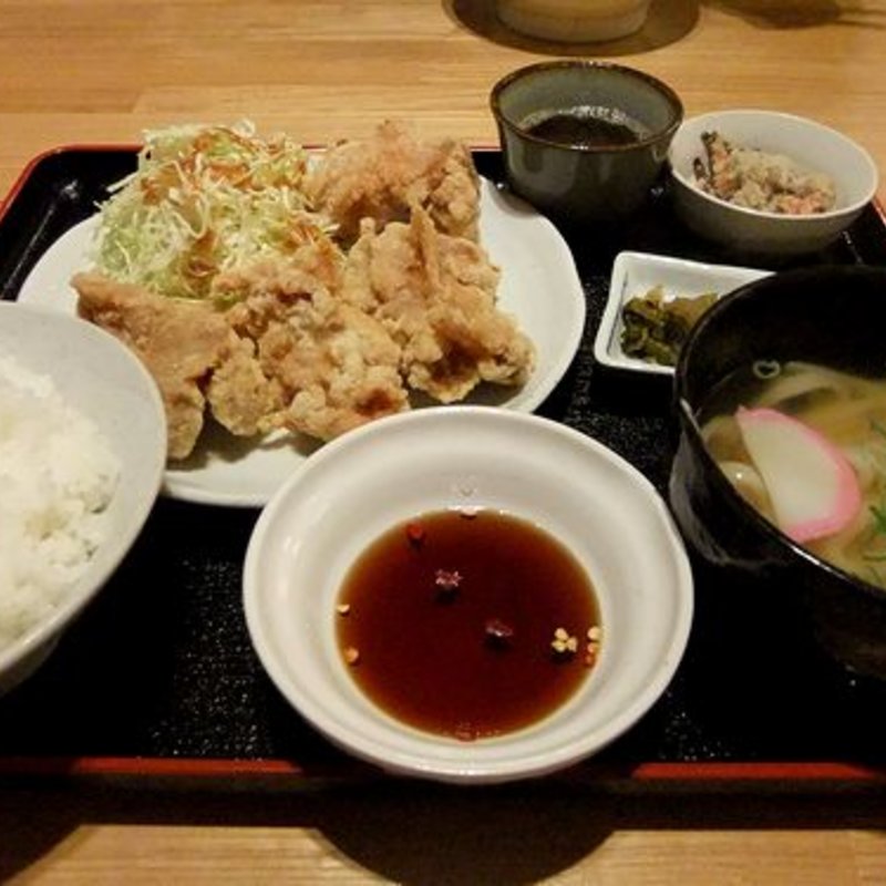 とり天定食生ビールセット(えびすやうどん 博多住吉店)