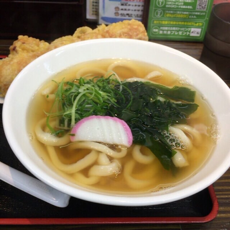 竹鶏天わかめうどん (極楽うどん Ah−麺)