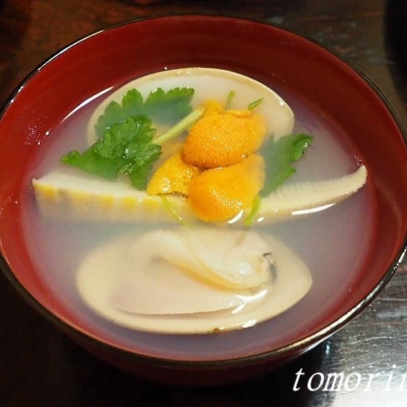 地ハマグリとウニのお吸い物(おだい処近次)