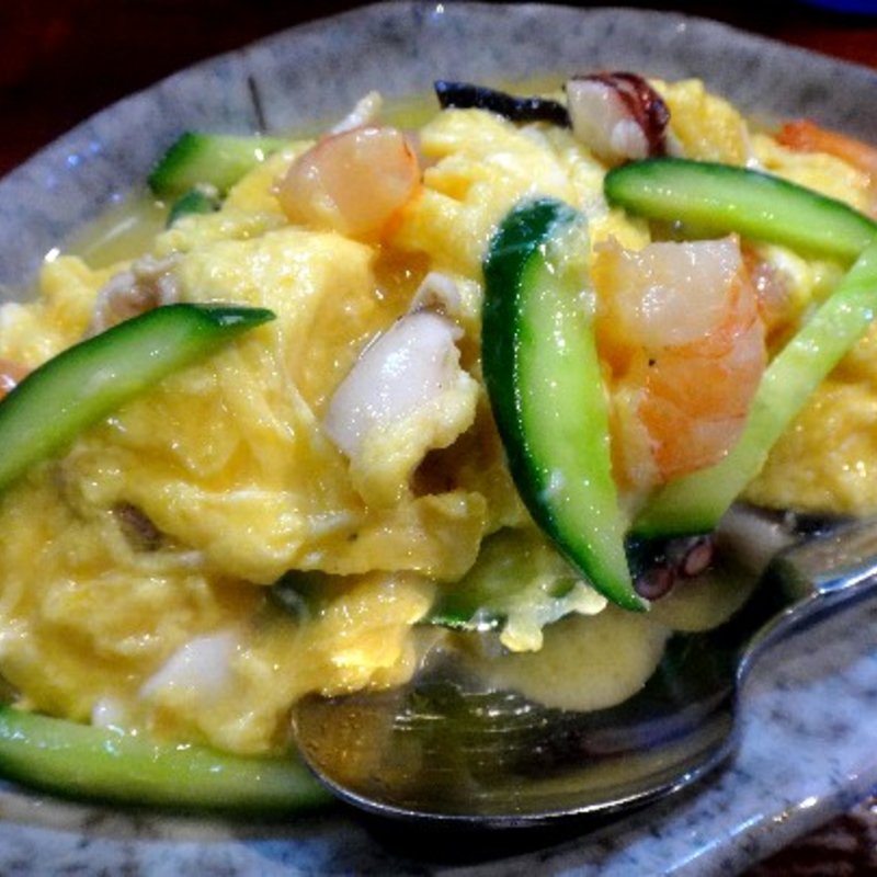 海老とたこの卵炒め(おだい処近次)