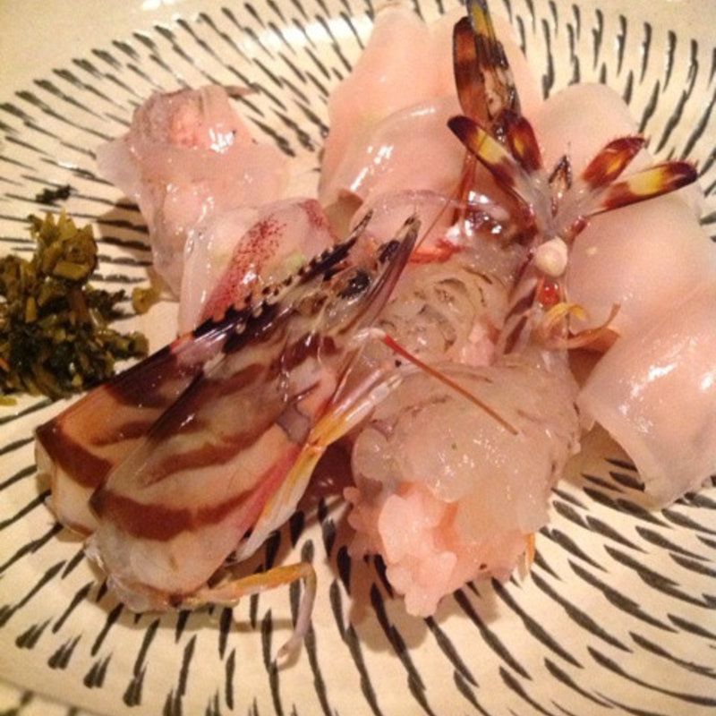 車海老とイカのにぎり(おのころ五合)