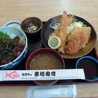 鮪の漬け丼セット(お魚やの市場寿司南部市場店)