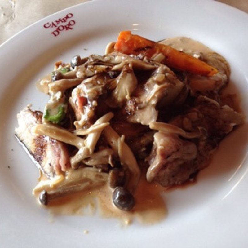 美濃豚ロース肉のグリルきのこのクリームソース(カンポドォロ・ソレッラ )