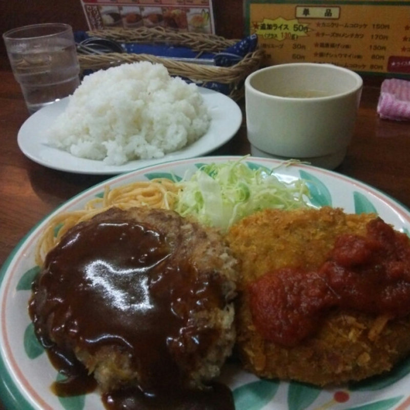 ハンバーグ＆チーズinメンチカツランチ(キッチンセブン 街のハンバーグ屋さん 浅草橋店 )