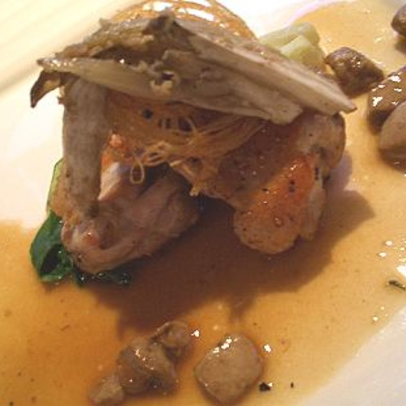 名古屋コーチンのソテー　フォアグラとマルサラワインソース(クッチーナ いわなが)