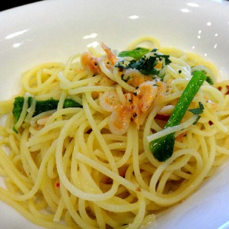 桜海老と菜の花のペペロンチーノ(ココット)