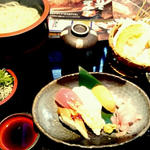 にぎり寿司と釜揚げ御膳(梅)