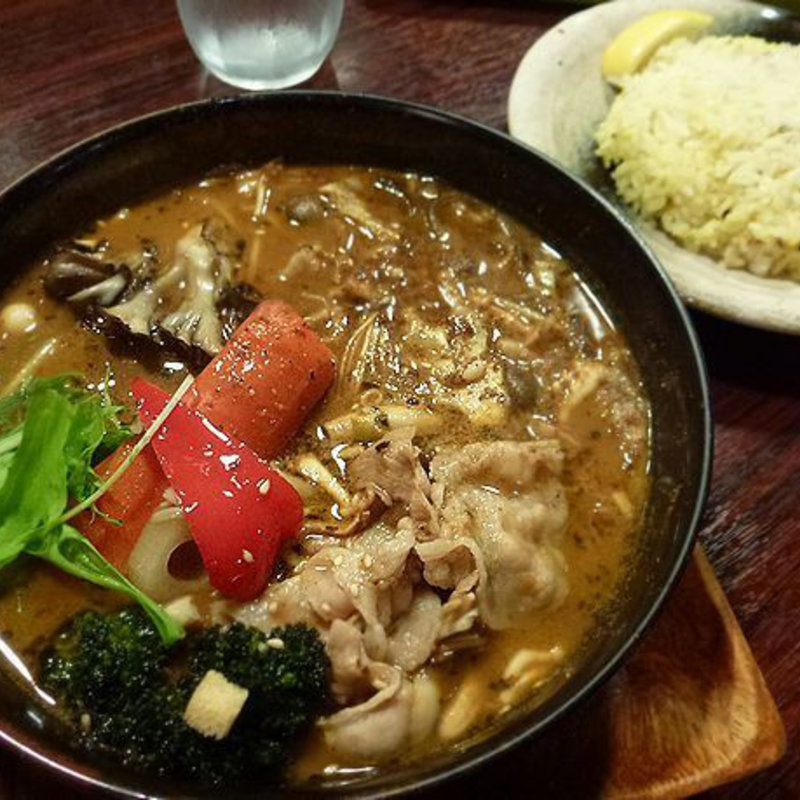 上富良野ラベンダーポークの豚しゃぶと7種きのこの森(スープカレーGARAKU 札幌)