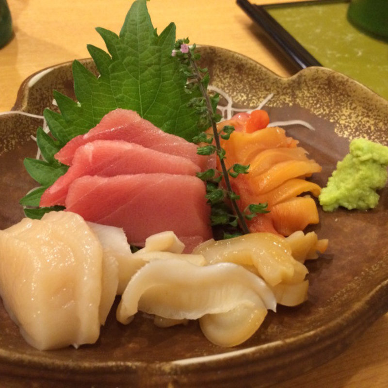 お造り
ホタテひも付、中とろ、赤貝(てんぷら　天蝶)