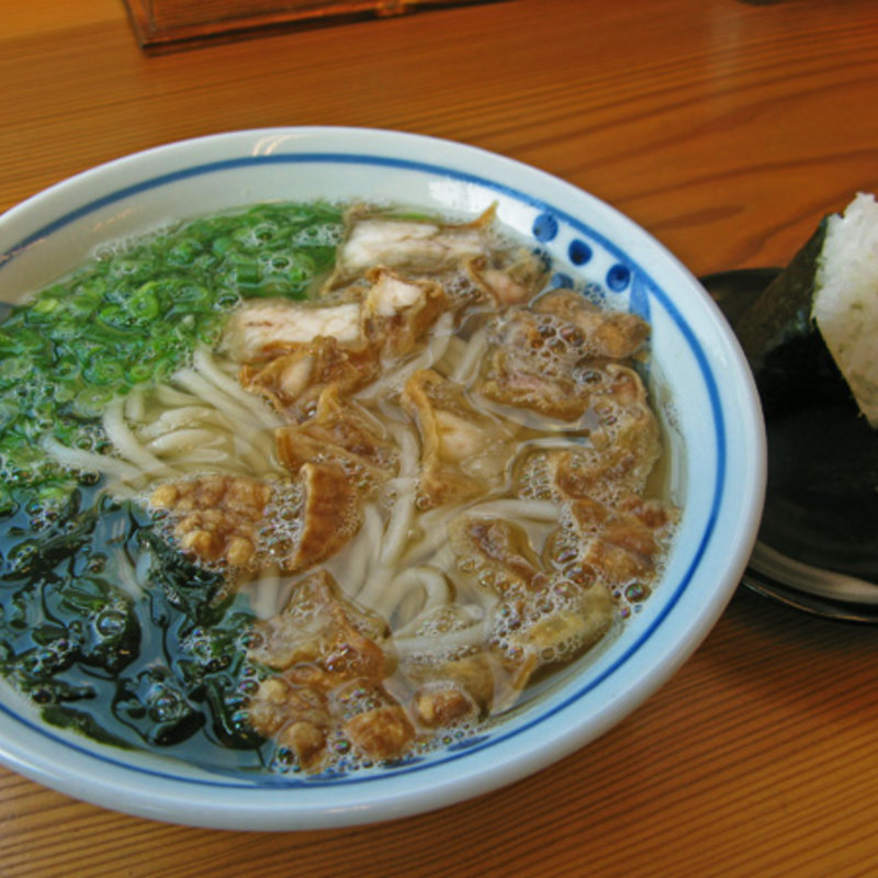 かすうどん大盛り＋天ぷら(だし道楽 )