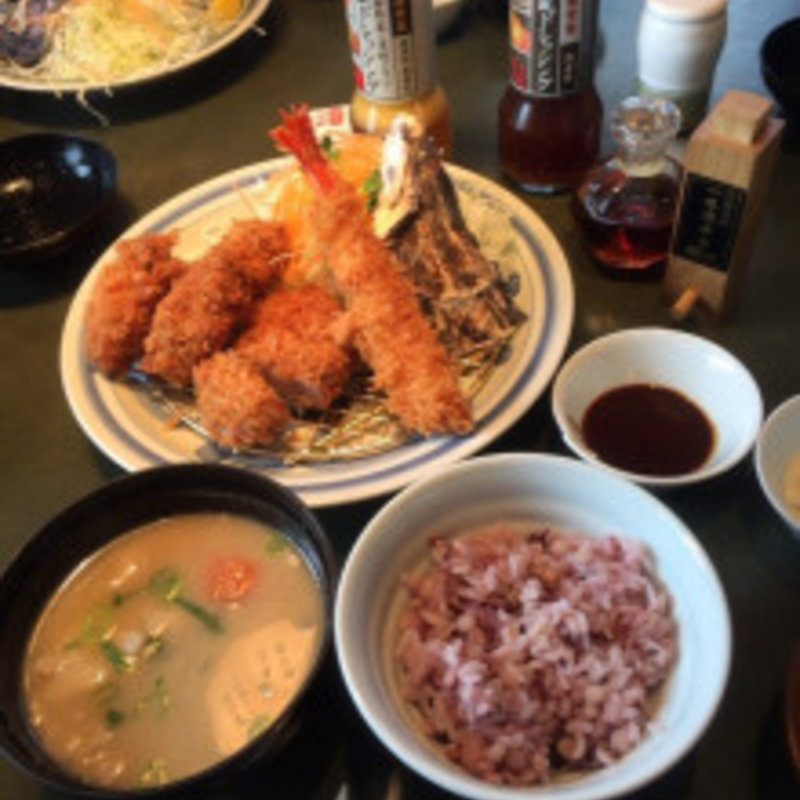 MIXカキフライ膳(とんかつ濵かつ 福岡那珂川店)