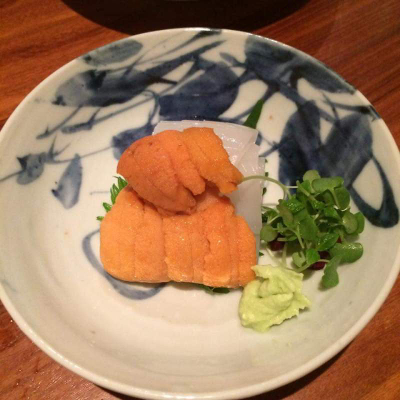 雲丹と剣先いかのお造り(びんびや)