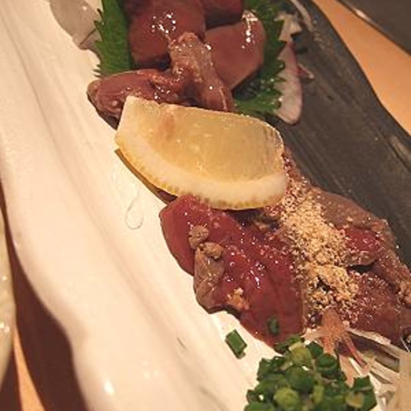 秋月　古処鶏レバー刺し(ほっこり家)