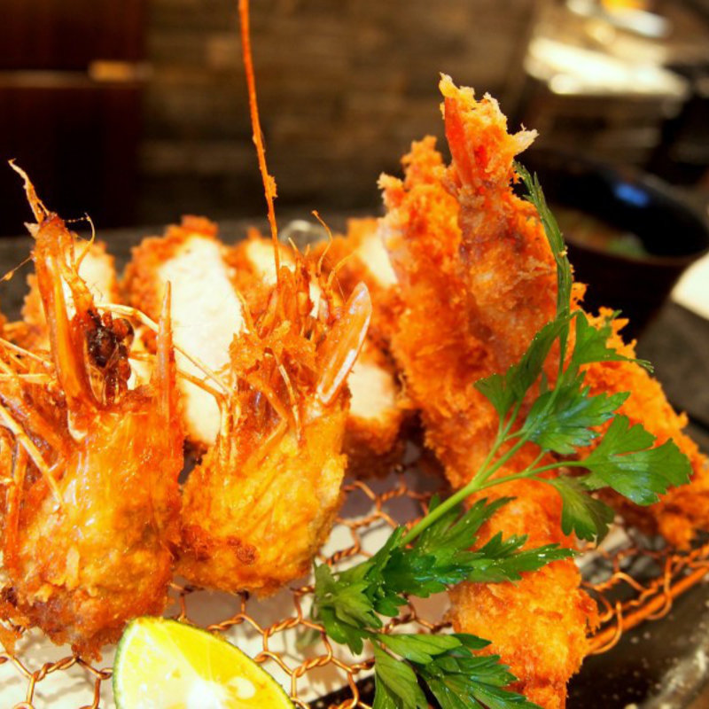 ロース＆エビフライ(とんかつ マンジェ)