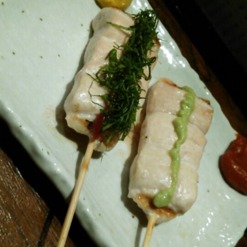 ささみサビ焼き＆ささみ梅しそ焼き(やきとり 鶴田)