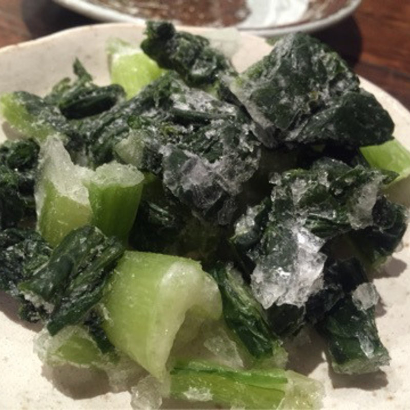 スキー場の野沢菜漬け(やきとり 鶴田)