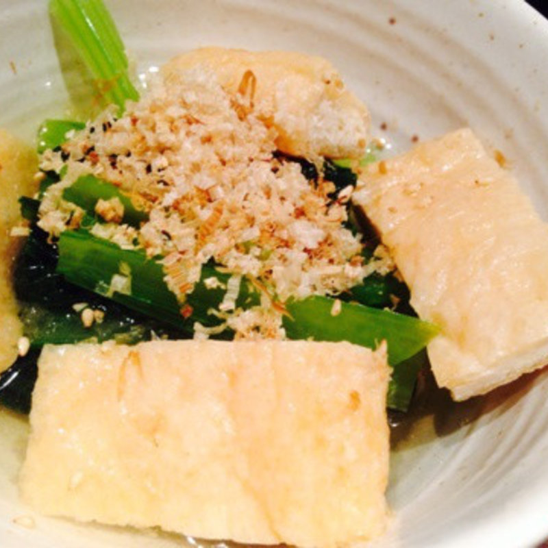 小松菜と油揚げの煮浸し(やきとり 鶴田)