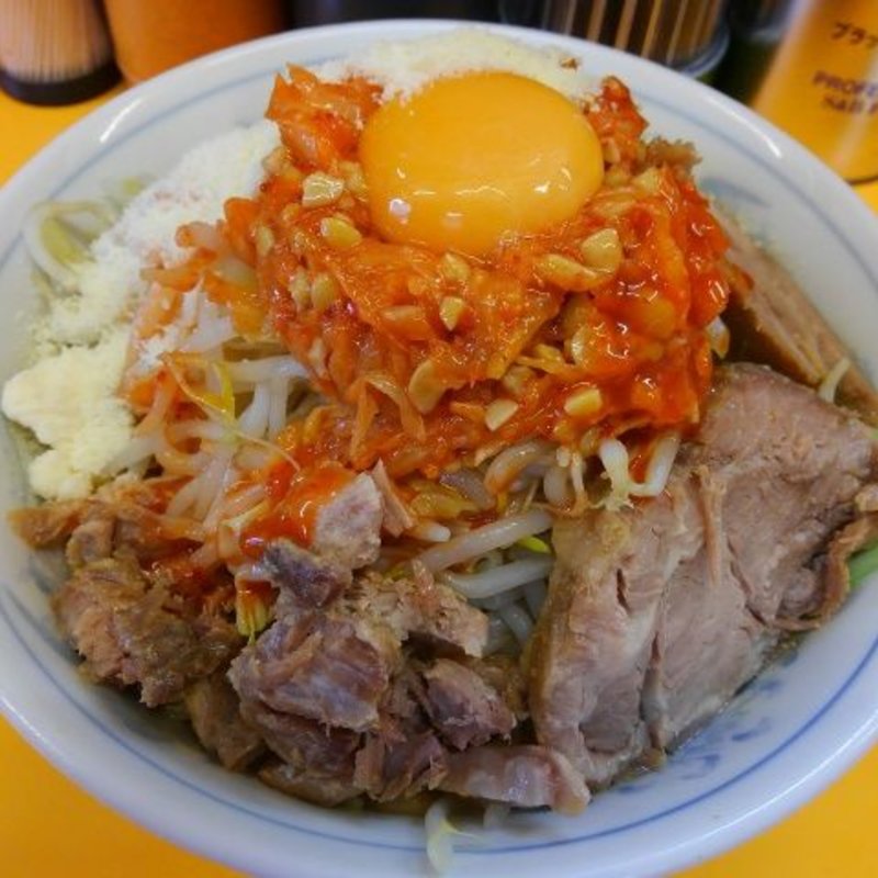 納豆キムチ汁なし小ラーメン（ヤサイ、ニンニク）＋汁なし＋粉チーズ(ラーメンエース 八王子店 )