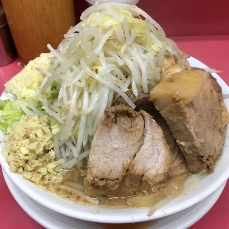 大　豚増しラーメン（ニンニク、生姜）＋味付ウズラ(ラーメン二郎 大宮店 )
