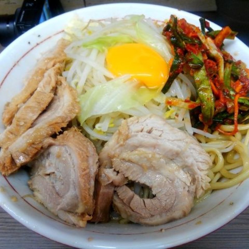 小ぶた＋汁なし＋ニラキムチ(ラーメン二郎 横浜関内店 （らーめんじろう）)