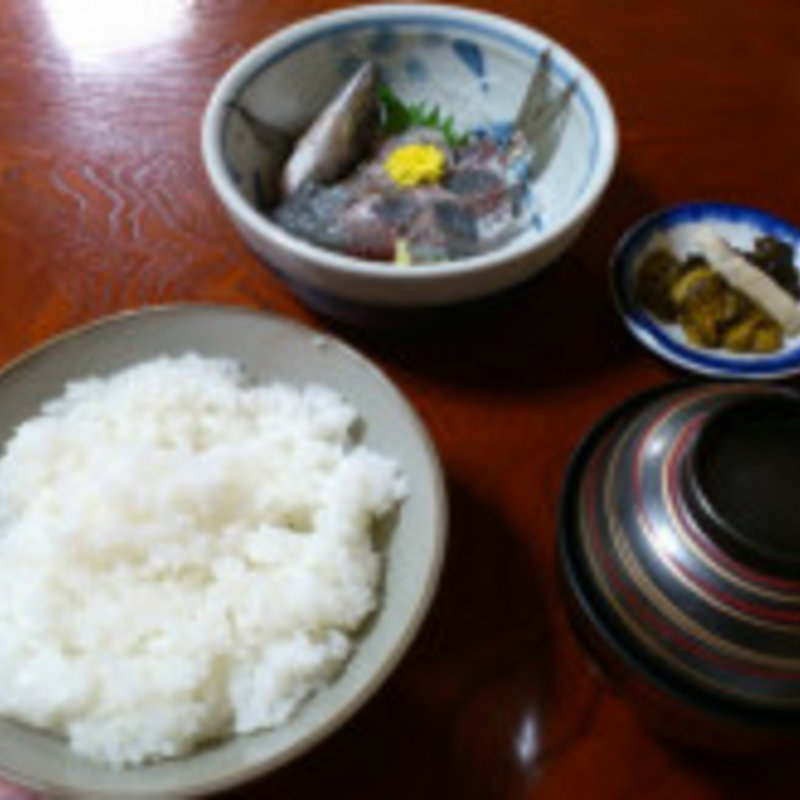 あじ刺身と生しらす定食(津之国屋三惚)