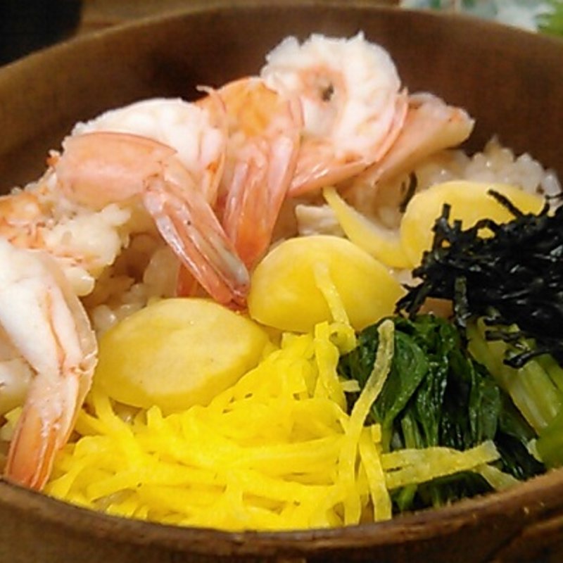 「えび　わっぱめし」刺身付(わっぱ茶屋)