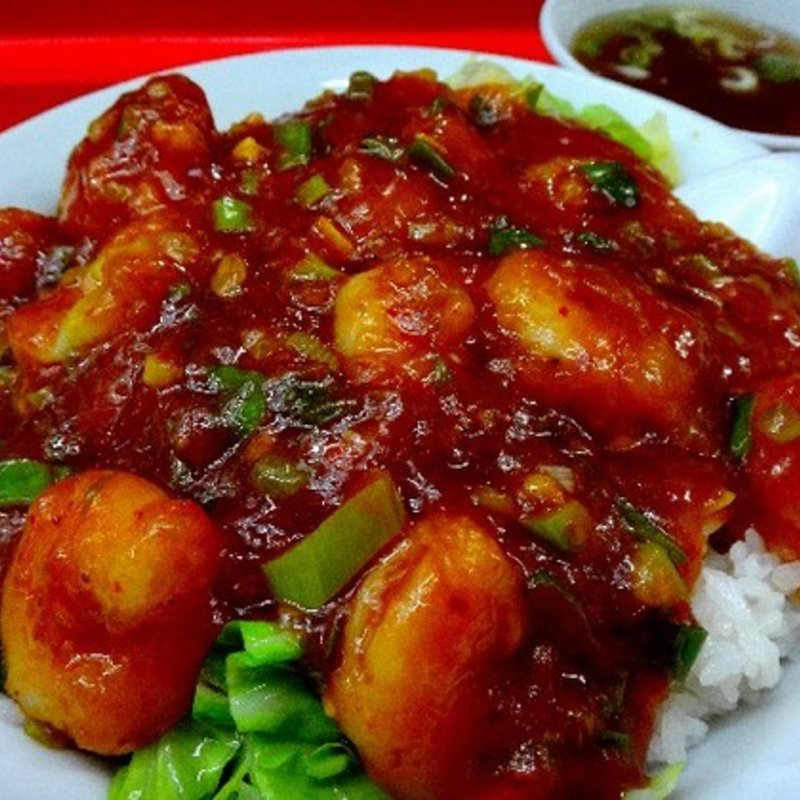 <辛口>エビチリソースご飯(中国大飯店)