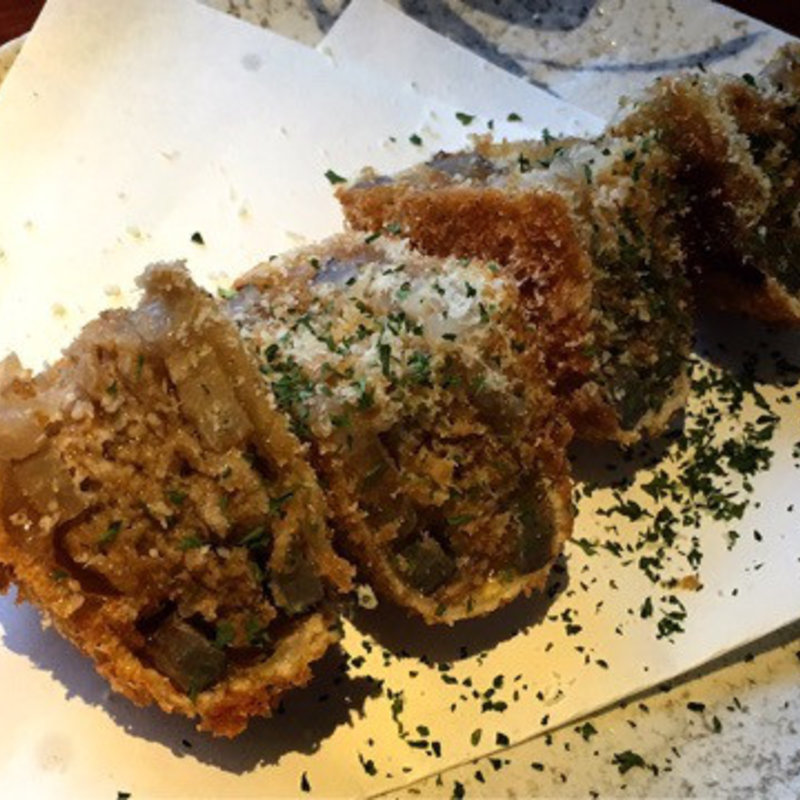 蓮根のはさみ揚げ チーズかけ(炭火ダイニング ABE-YA)