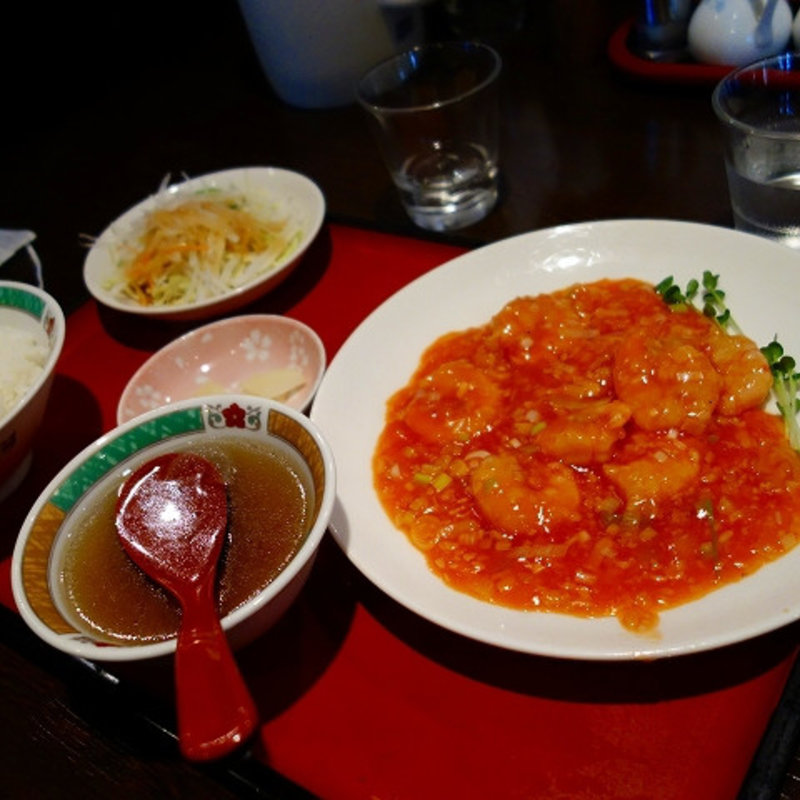 芝エビのチリソースセット(中華古味虎)