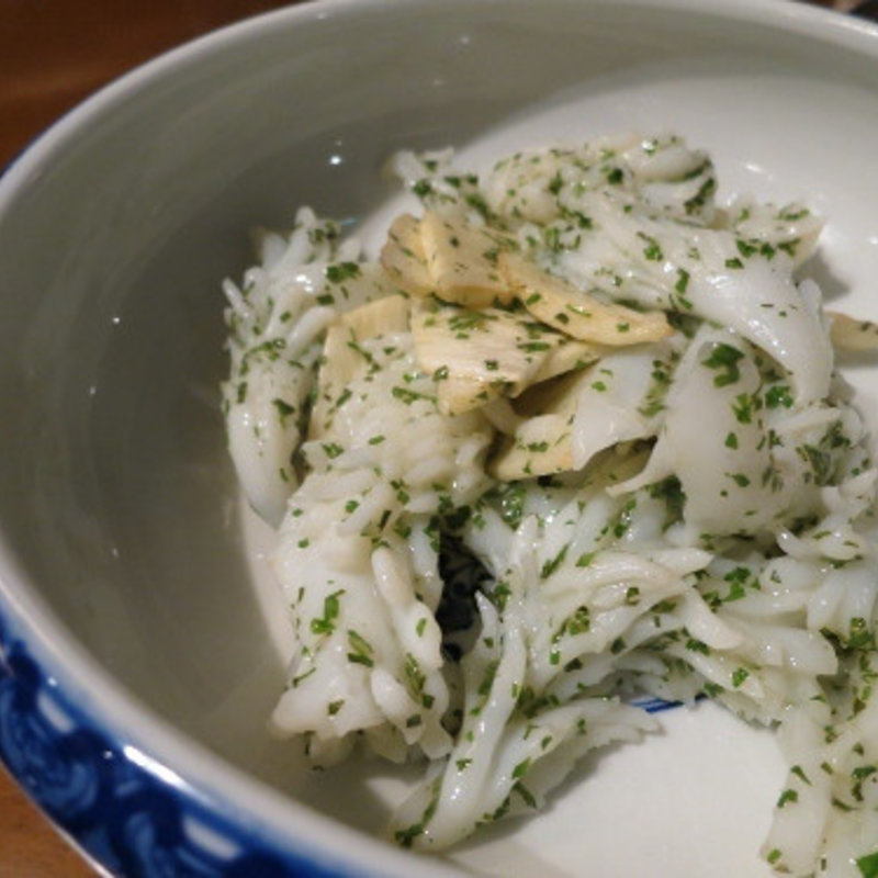 生アオリイカとマコモ茸の青紫蘇炒め(中華香彩 JASMINE)