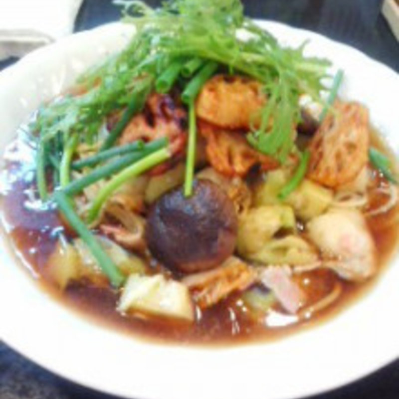 ホタテ・茄子・蓮根・椎茸の和風あんかけパスタ(串よし )